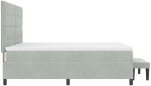 vidaXL Łóżko z box spring z materacem i ławką jasnoszarym 200x200 cm 9