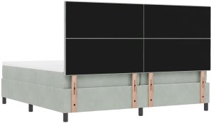 vidaXL Łóżko z box spring z materacem i ławką jasnoszarym 200x200 cm 10