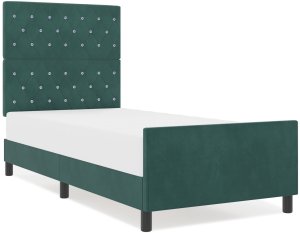 vidaXL Rama łóżka ciemnozielona 100x200 cm welur 4