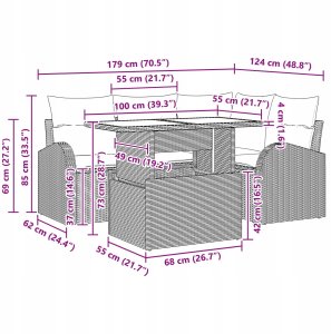 vidaXL 5-częściowy zestaw sof ogrodowych z poduszkami w beżowym polirattanie 10