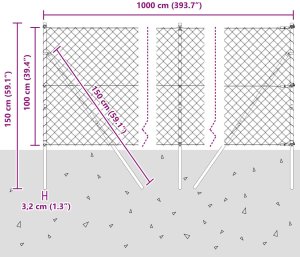vidaXL Ogrodzenie z siatki ogniwowej z 7 słupkami 1x10 m ze stali ocynkowanej zielonej 12