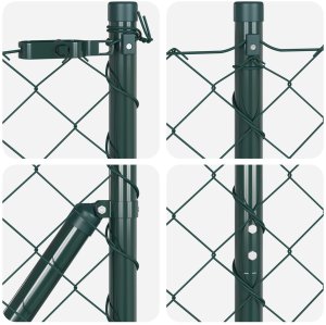 vidaXL Ogrodzenie z siatki z 7 słupkami 1.4x10 m Galwanizowana Stal Zielona 6