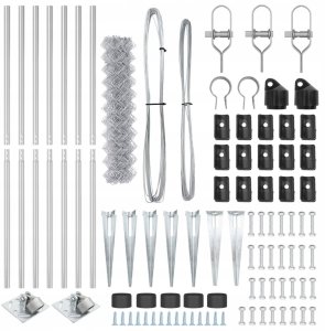 vidaXL Ogrodzenie z siatki z 7 palikami 1,4x10 m z ocynkowanej stali 2
