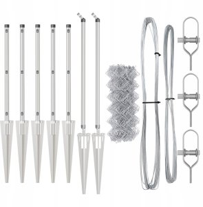 vidaXL Ogrodzenie Z Siatki Ogniwowej Z 7 Paliami 0,6 x 10 m Stal Ocynkowana 2
