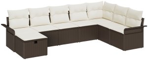 vidaXL Zestaw 8 odcinków sofy ogrodowej z poduszkami Brązowy Polirattan 2