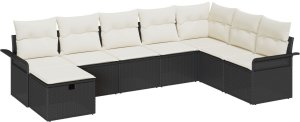 vidaXL Zestaw sofy ogrodowej 8-elementowy z poduszkami czarny polirattan 2