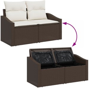 vidaXL 6-częściowy zestaw sof ogrodowych z poduszkami, brązowy rattan 9