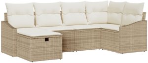 vidaXL Zestaw sof ogrodowych 6-częściowy z poduszkami Beżowy Poli Rattan 2