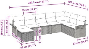 vidaXL Zestaw 8-częściowy sofa ogrodowa z poduszkami beżowa poli-rattanowa 10