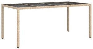 vidaXL Stół Ogrodowy Beżowy 190x90x75 cm Polirattan 3