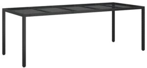 vidaXL Czarny stół do jadalni 250x100x75 cm Polirattan 3