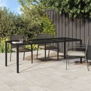 vidaXL Czarny stół do jadalni 250x100x75 cm Polirattan 4