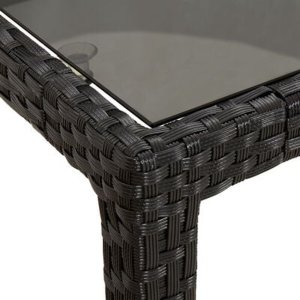 vidaXL Czarny stół do jadalni 250x100x75 cm Polirattan 6