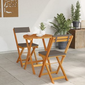 vidaXL vidaXL 3-częściowy składany zestaw Bistro z poduszkami z litego drewna akacjowego 2
