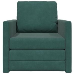 vidaXL Kanapa łóżko 2-w-1 Ciemnozielony 74x77x81 cm Welur 7