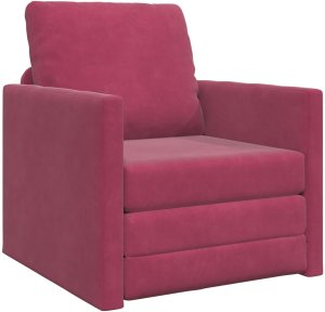 vidaXL Sofa Łóżko 2-w-1 Czerwony Wino 74x77x81 cm Aksamit 2