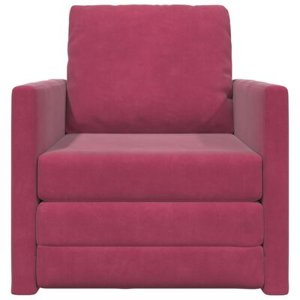 vidaXL Sofa Łóżko 2-w-1 Czerwony Wino 74x77x81 cm Aksamit 7