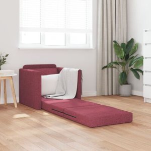 vidaXL Sofa łóżko 2 w 1 Czerwony winny 74x77x81 cm Tkanina 5