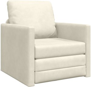 vidaXL Sofa Łóżko 2-w-1 Kremowy 74x77x81 cm Welur 2