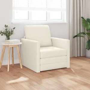 vidaXL Sofa Łóżko 2-w-1 Kremowy 74x77x81 cm Welur 4