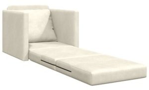 vidaXL Sofa Łóżko 2-w-1 Kremowy 74x77x81 cm Welur 6