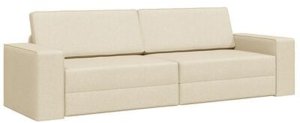 vidaXL Podłogowa Sofa Łóżko 2-w-1 Kremowa 245x150x60,5 cm Tkanina 3