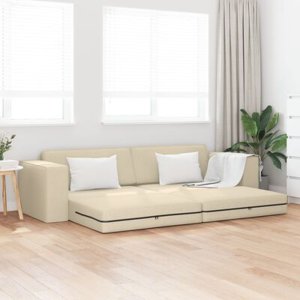 vidaXL Podłogowa Sofa Łóżko 2-w-1 Kremowa 245x150x60,5 cm Tkanina 4
