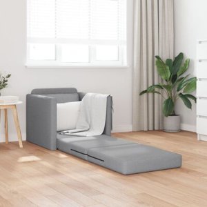 vidaXL Sofa łóżko 2 w 1 jasnoszare 74x77x81 cm Tkanina 5