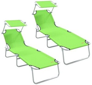 vidaXL Składane leżaki słoneczne 2 sztuki z daszkiem Zielony 600D materiał Oxford 3
