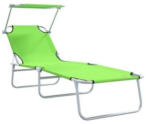 vidaXL Składane leżaki słoneczne 2 sztuki z daszkiem Zielony 600D materiał Oxford 6