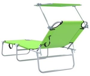 vidaXL Składane leżaki słoneczne 2 sztuki z daszkiem Zielony 600D materiał Oxford 9
