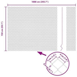 vidaXL Ogrodzenie z siatki Szare 1.5x10 m Stal 9