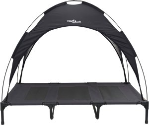 vidaXL Podwyższone legowisko dla psa z zdejmowanym dachem Czarne XL Stal 3