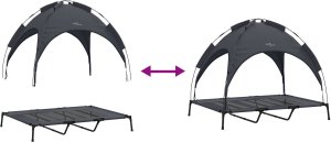 vidaXL Podwyższone legowisko dla psa z zdejmowanym dachem Czarne XL Stal 8