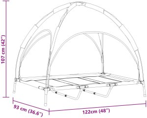 vidaXL Podwyższone legowisko dla psa z zdejmowanym dachem Czarne XL Stal 9