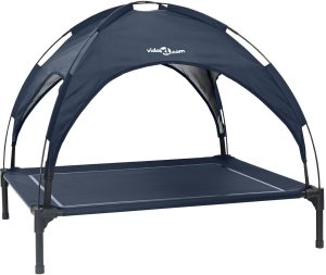 vidaXL Podwyższone legowisko dla psa z zdejmowanym dachem granatowe XL stalowe 2