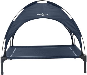 vidaXL Podwyższone legowisko dla psa z zdejmowanym dachem granatowe XL stalowe 4