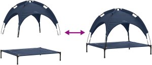 vidaXL Podwyższone legowisko dla psa z zdejmowanym dachem granatowe XL stalowe 9