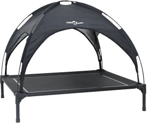 vidaXL Podwyższone legowisko dla psa z demontowalnym dachem Czarne L Stal 2