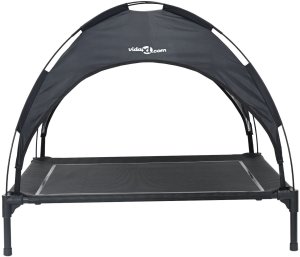 vidaXL Podwyższone legowisko dla psa z demontowalnym dachem Czarne L Stal 4