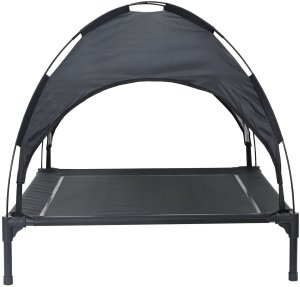vidaXL Podwyższone legowisko dla psa z demontowalnym dachem Czarne L Stal 5