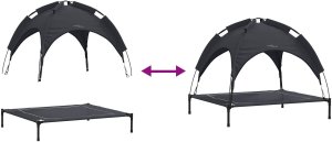 vidaXL Podwyższone legowisko dla psa z demontowalnym dachem Czarne L Stal 9