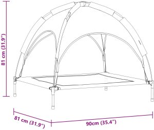 vidaXL Podwyższone legowisko dla psa z demontowalnym dachem Czarne L Stal 10