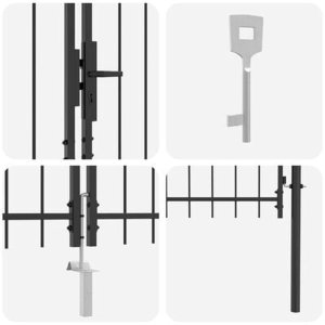 vidaXL Bramka ogrodowa z ostrym szczytem podwójnie otwierana szara 100x300 cm ze stali 8