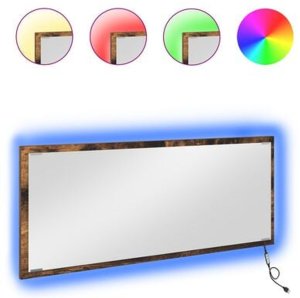 vidaXL Lustro łazienkowe LED Dąb dymny 90x8,5x37 cm Materiał drewnopochodny 5