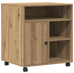 vidaXL Stojak na drukarkę na kółkach dąb rzemieślniczy 60x50x67 cm 3