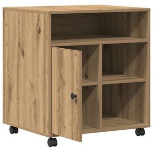 vidaXL Stojak na drukarkę na kółkach dąb rzemieślniczy 60x50x67 cm 6