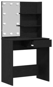 vidaXL Toaletka LED w czarnym dębie - 71x40x141 cm, wykonana z drewna inżynieryjnego 6