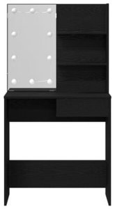 vidaXL Toaletka LED w czarnym dębie - 71x40x141 cm, wykonana z drewna inżynieryjnego 9