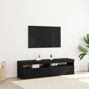 vidaXL Szafki RTV z Oświetleniem LED 2 szt. Czarny Dąb 75x35x40 cm Drewno inżynieryjne 4
